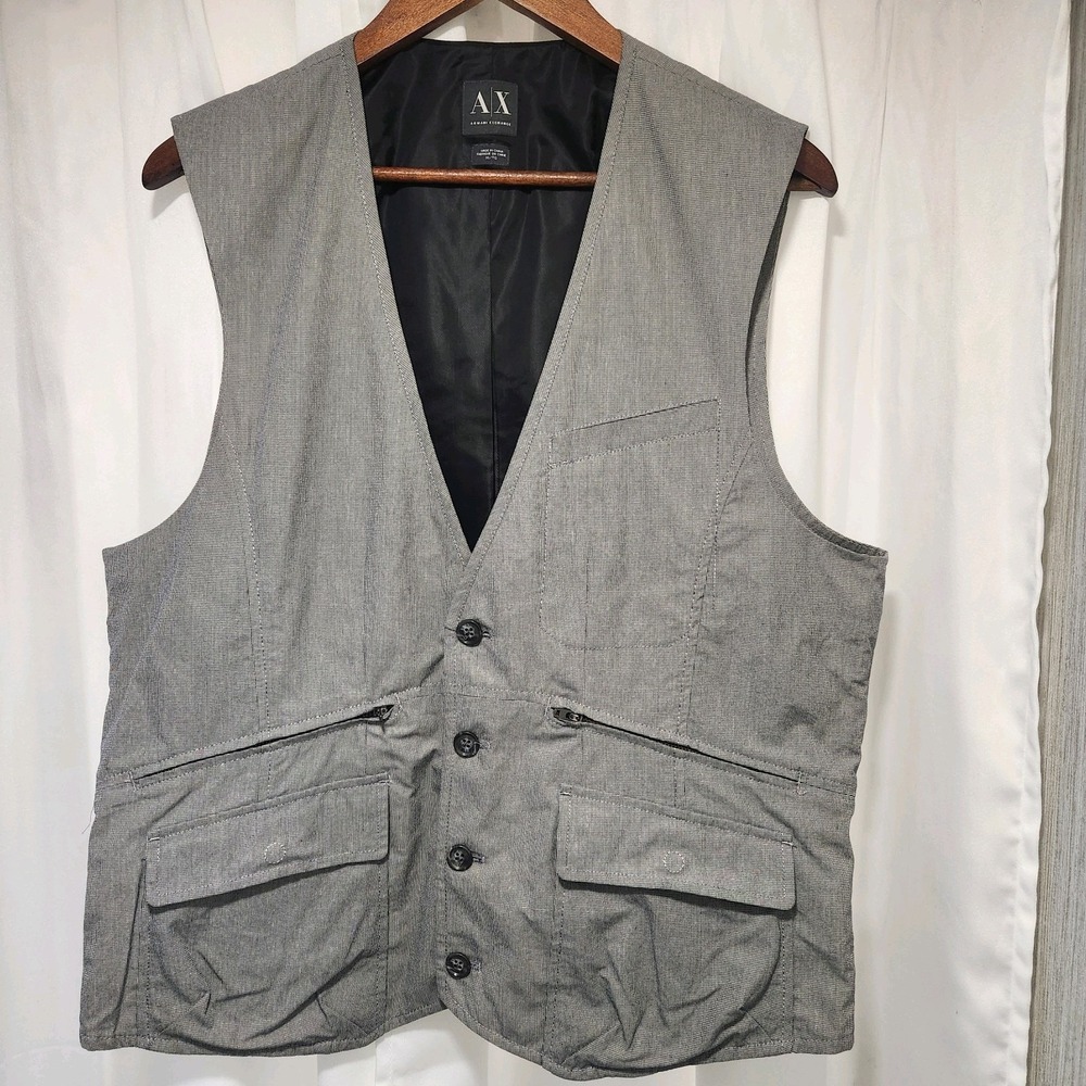 Armani Exchange‎ Mens Suit Vest Waistcoat XL Grey Formal